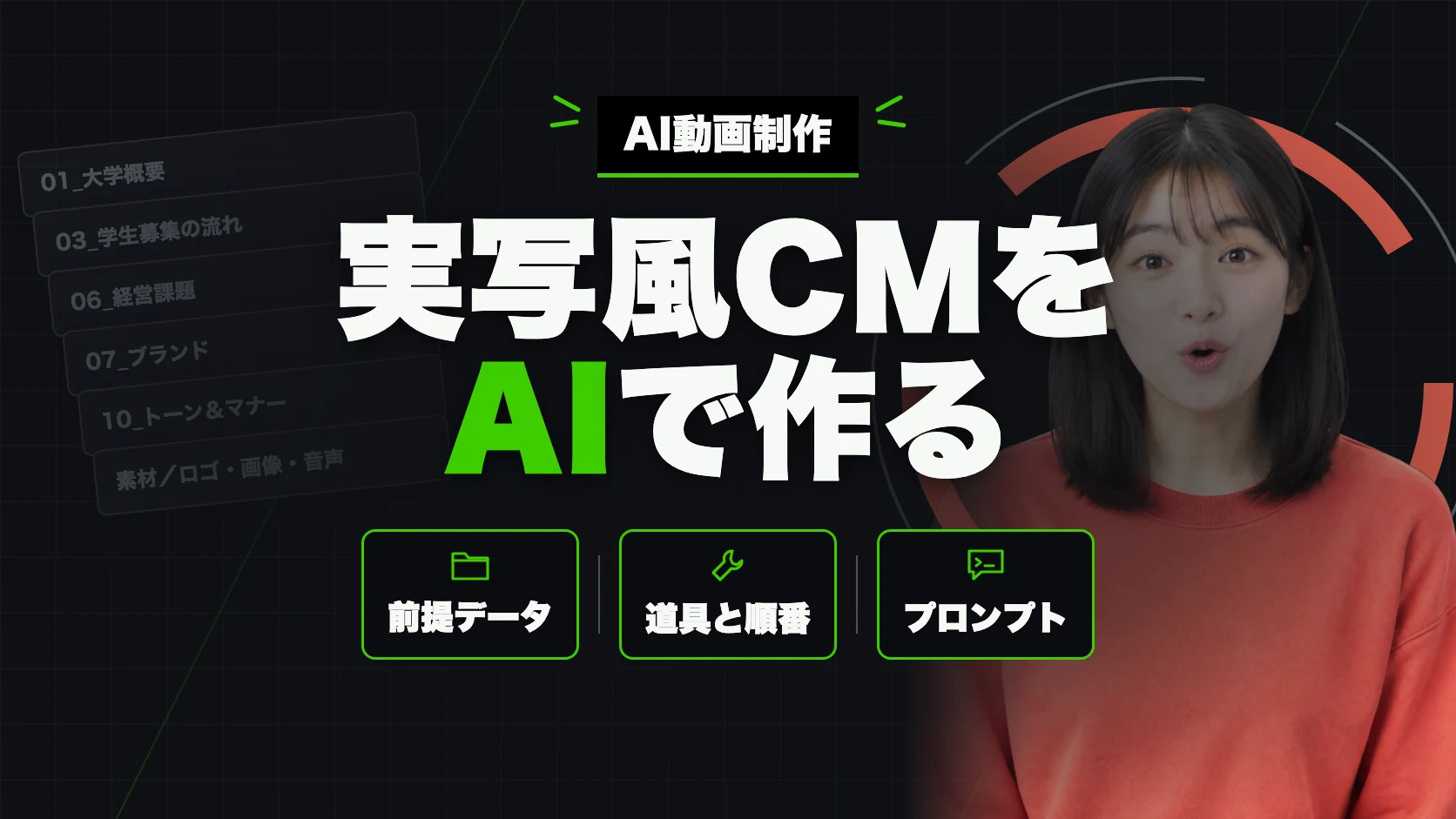 実写風CMをAIで作る（前提データ・道具と順番・プロンプト）