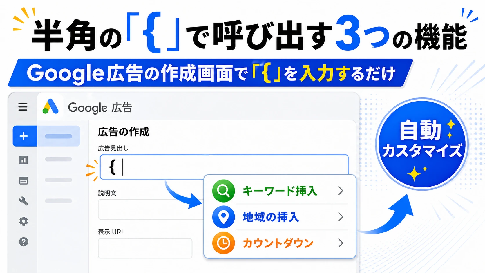 Google広告の「{」で呼び出す魔法のショートカット！自動カスタマイズ機能3選の参考画像